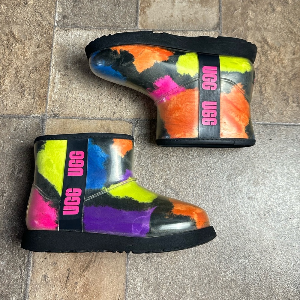 UGG Neon Multi-Color Shearling Short Boots